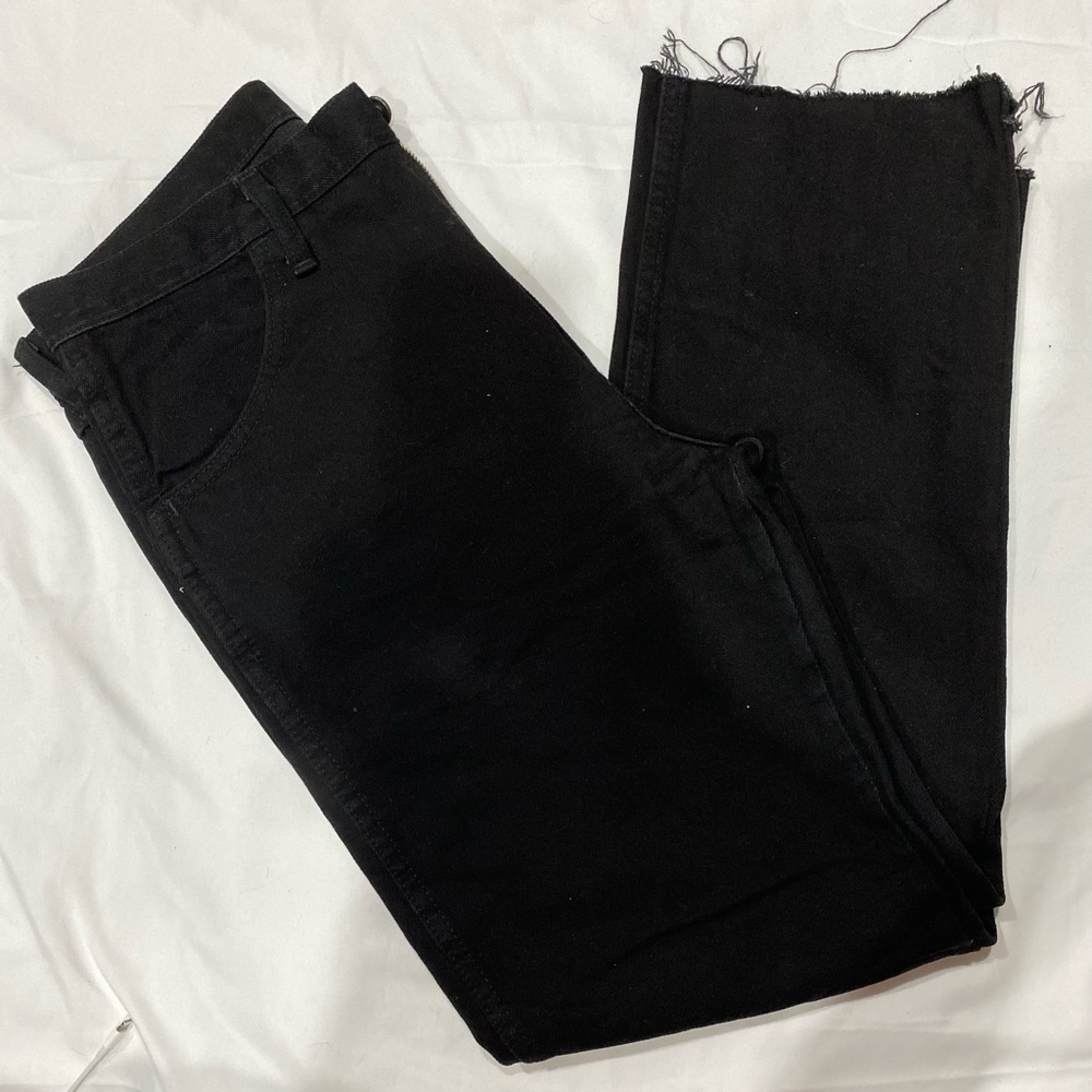 Rustler Black Straight Leg Jeans with Frayed Bottoms